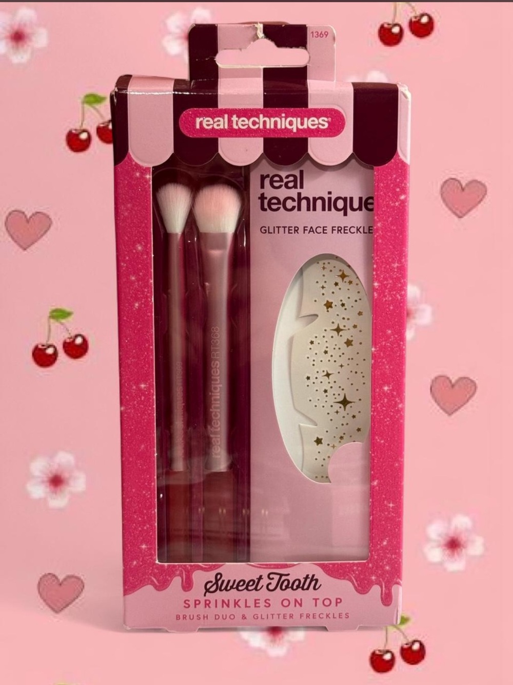 Real Techniques Pink Sweet Tooth Brush Duo & Glitter Stencil